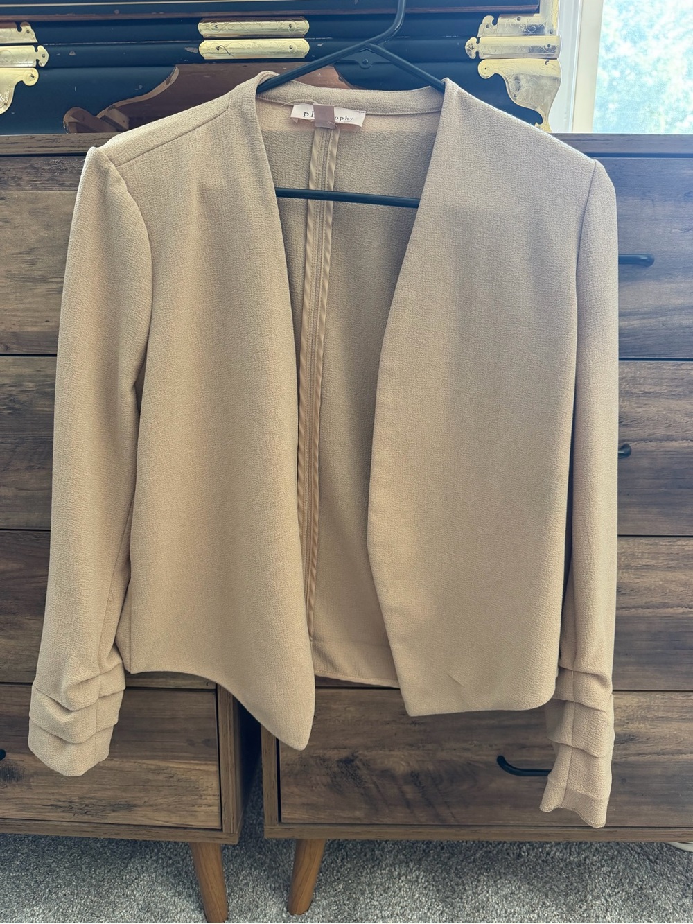 Philosophy Open-Front Blazer in Light Beige